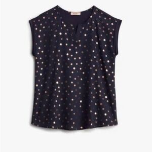 FULL MOON REECE MATERNITY MIXED MATERIAL TOP NAVY